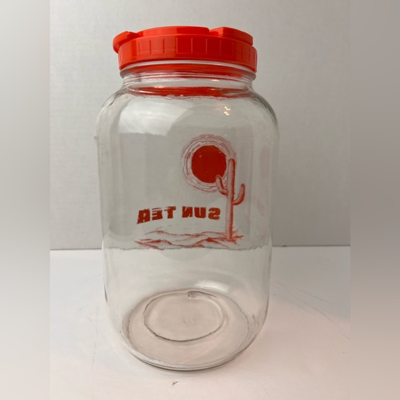 Vintage Sun Tea Glass Jar Desert Sun And Cactus 1 Gallon 1970s Retro - Picture 2 of 10